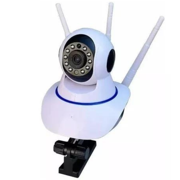 Câmera Ip Sem Fio 360° 3 Antenas HD Wifi Visão Noturna Alarm