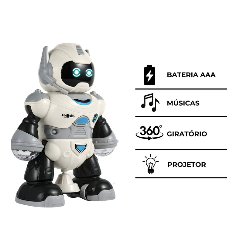 Robô Inteligente Eletrônico Giratório com Mini Projetor