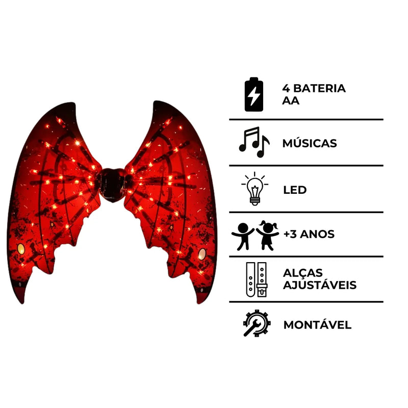 Fantasia de Asas para festas com Led e Música